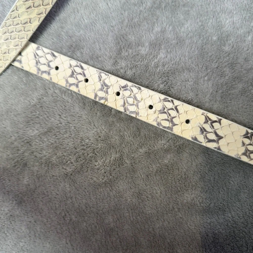 J.Crew Textured Skinny Leather Belt Women M Snakeskin Animal Print Office Preppy